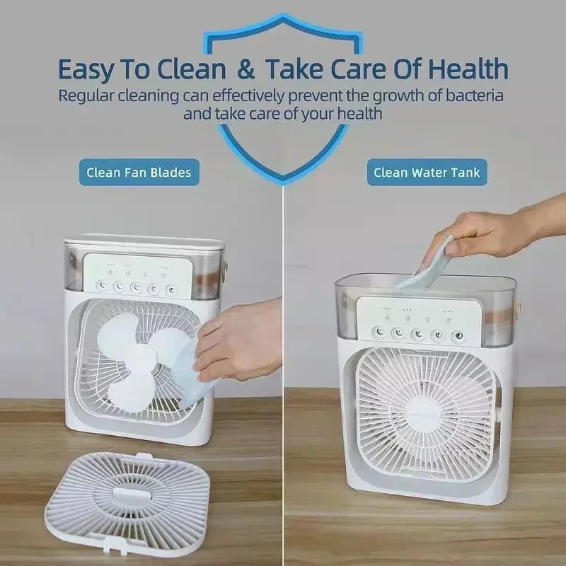 Portable Air Conditioner Fan – Mini Cooler, Humidifier & Night Light