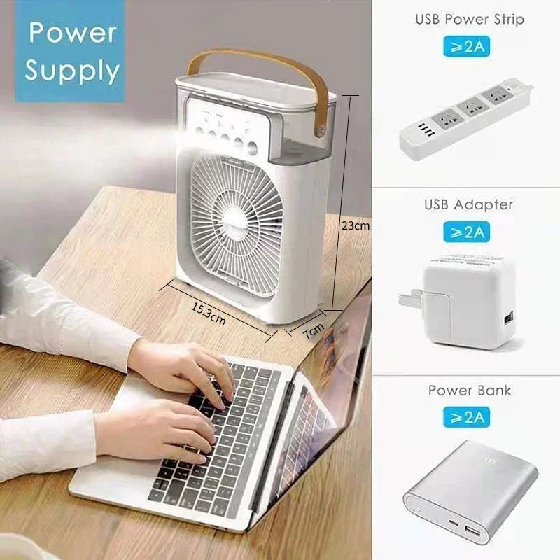 Portable Air Conditioner Fan – Mini Cooler, Humidifier & Night Light
