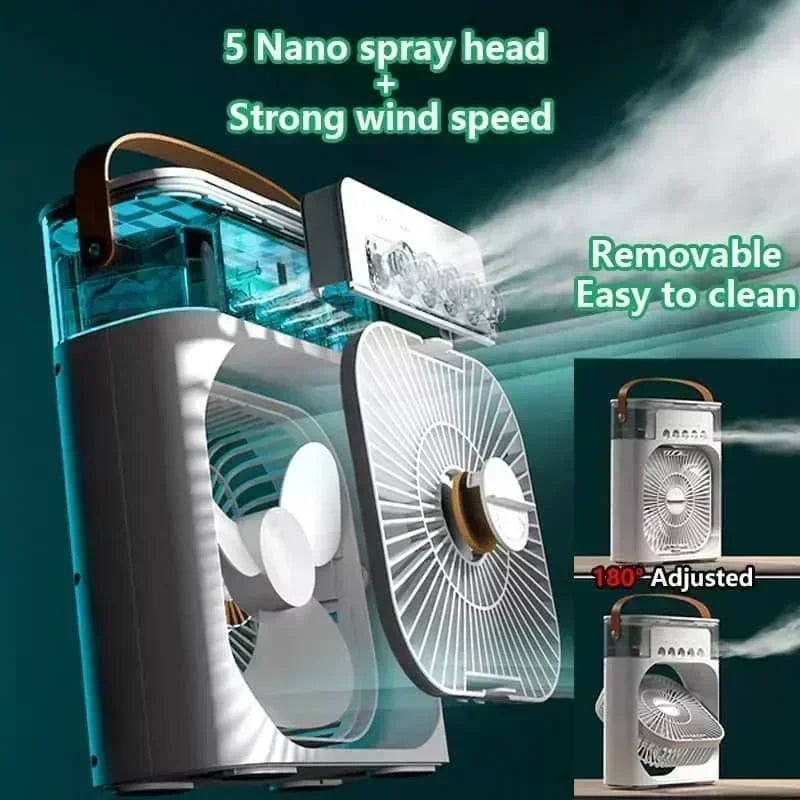 Portable Air Conditioner Fan – Mini Cooler, Humidifier & Night Light