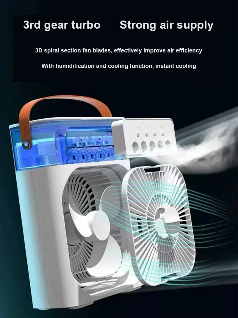 Portable Air Conditioner Fan – Mini Cooler, Humidifier & Night Light